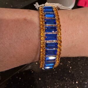 Blue and Gold Crystal Tennis Bracelet - Women Jewelry